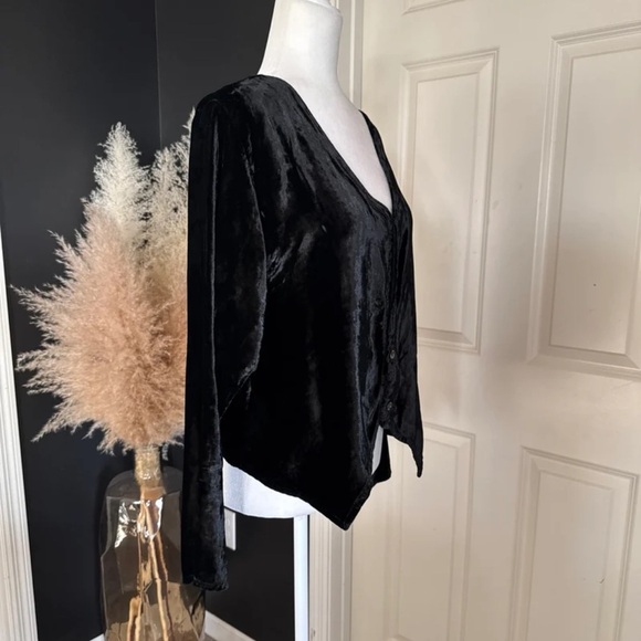 CP Shades Vintage San Francisco Velour Black Cardigan Sweater size Large - Picture 6 of 12